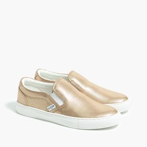 J Crew Gold Slip Ons